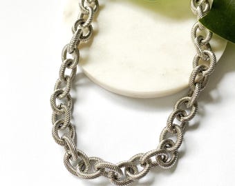 12mm Chunky Chain Necklace Silver Heavy Large Link Necklace