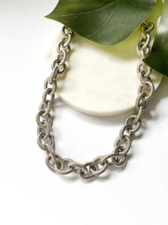Collier Fantaisie Vintage – Gros Maillons Métal – Occasion Bon état
