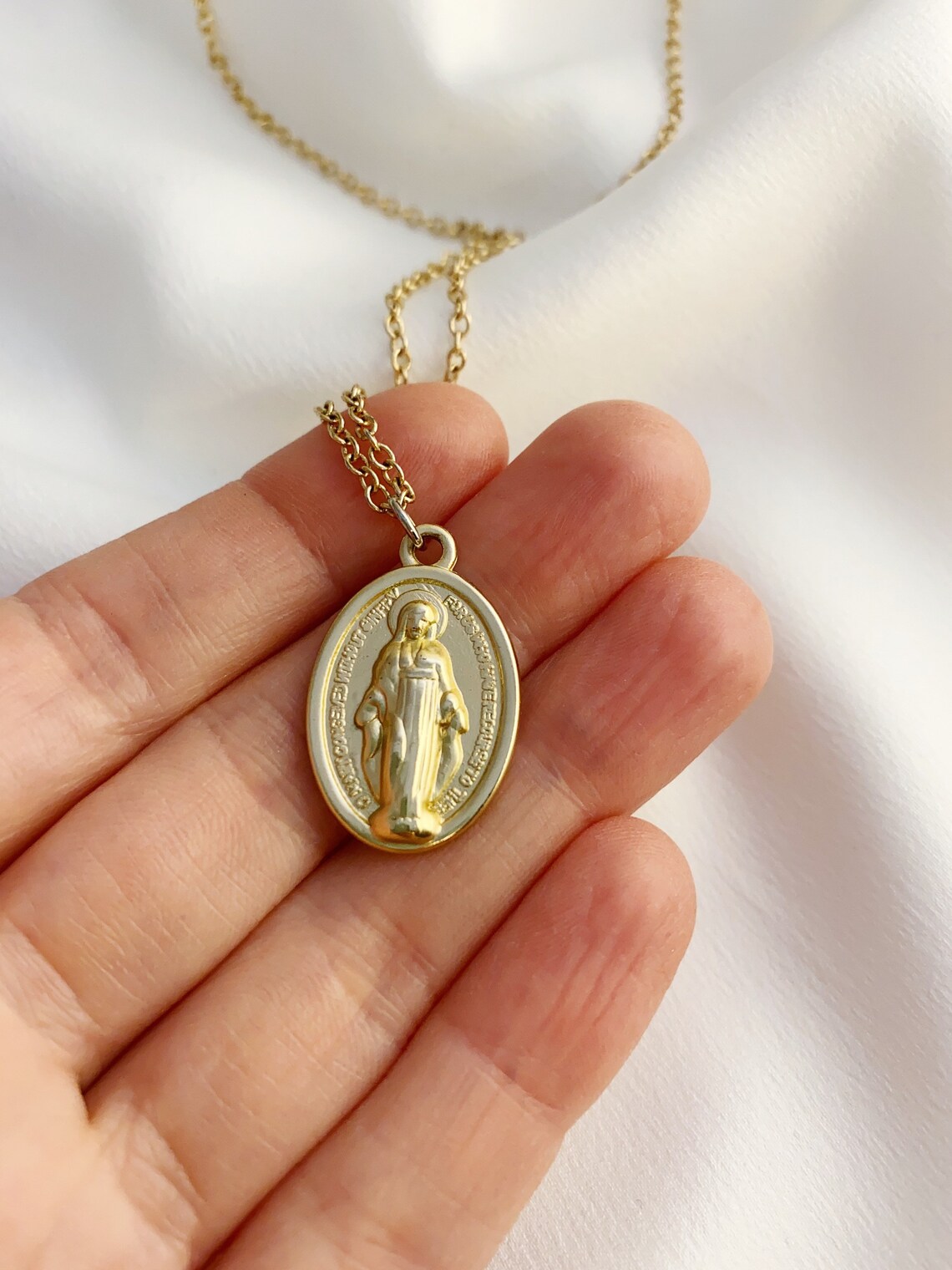 Virgin Mary necklace Dainty Catholic jewelry for women Etsy
