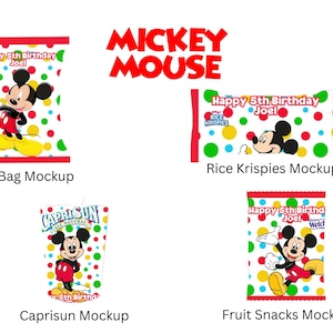 Customizable Mickey Mouse Party Favor Templates
