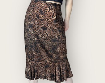 Cheetah Print High Waist Skirt. Vintage. 90s/Y2K.