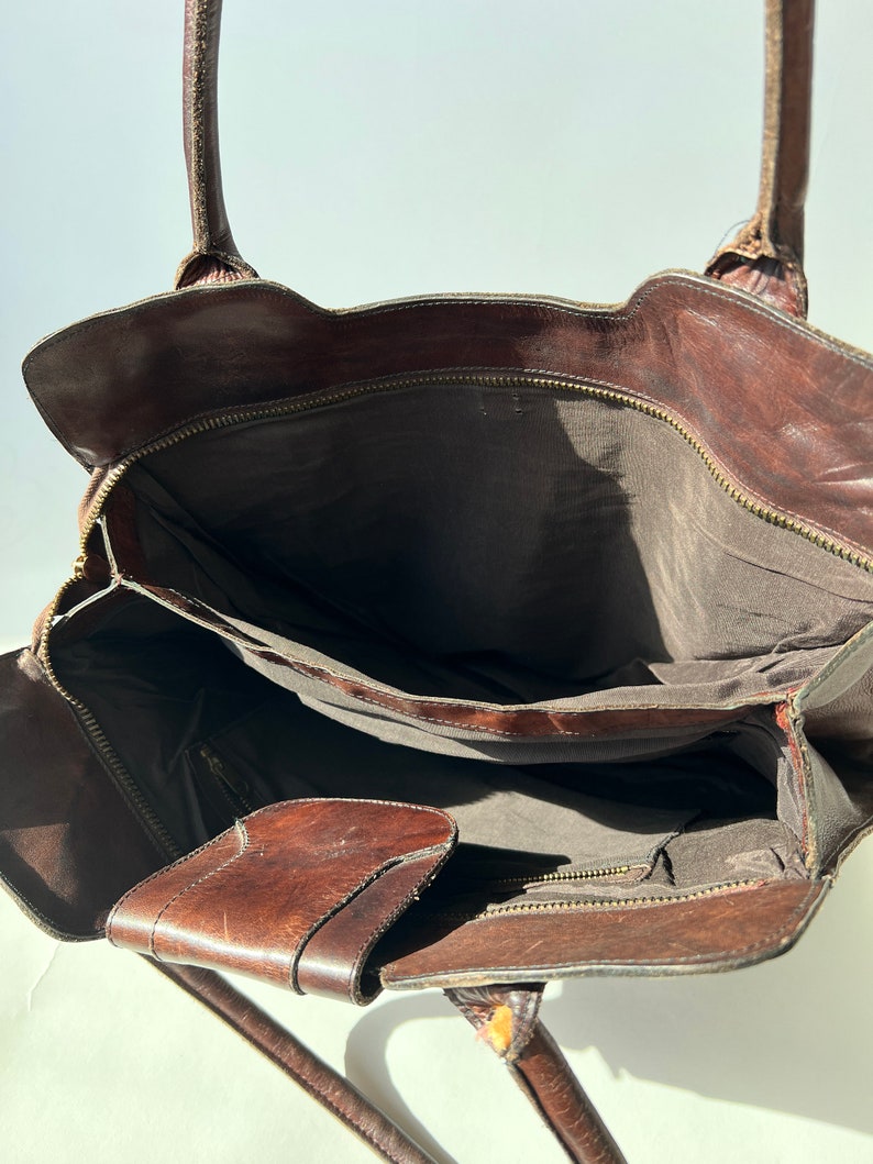 Vintage Brown Leather Bag image 9