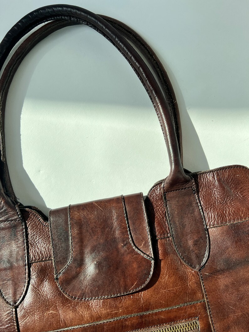 Vintage Brown Leather Bag image 5