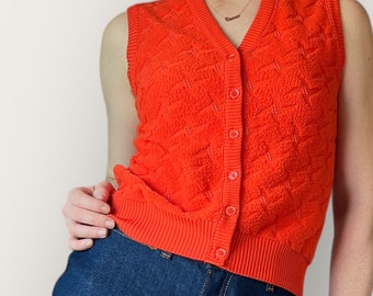 1970s Givenchy Orange Sweater Vest Size S