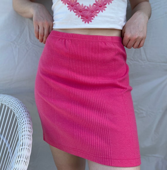 Vintage 90s / Y2K Express Pink Ribbed Knit Tube S… - image 8