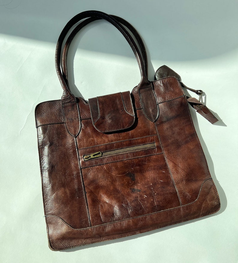 Vintage Brown Leather Bag image 1