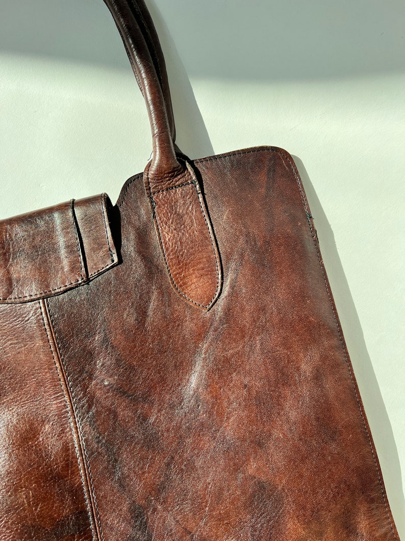 Vintage Brown Leather Bag image 6