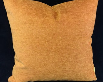 Rust Chenille Cushion, Decorative Velvet Pillow (18x18 in)
