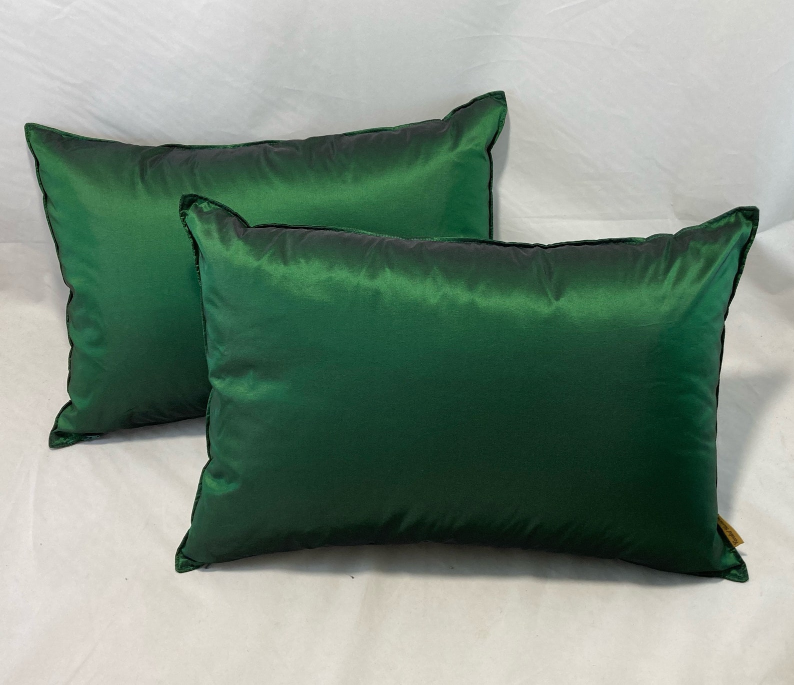 Designer cushions in emerald green shot with black poly Etsy