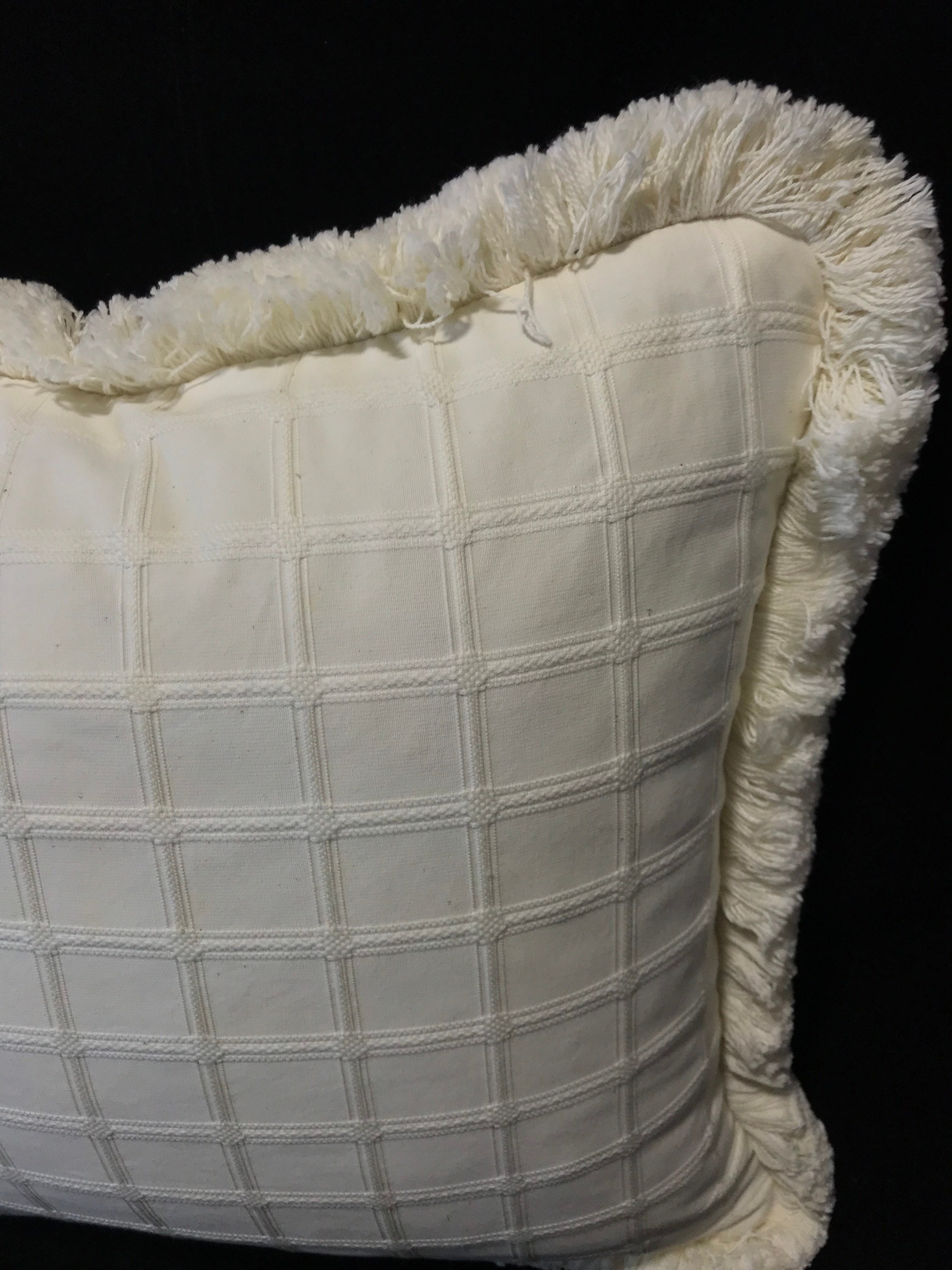 Prewashed natural poly cotton cushion with rich brush fringe Etsy