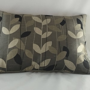 Decorative Taupe/black leaf patterned front, Taupe back
