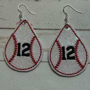 Baseball dangle earrings for women, glitter earrings, personalized baseball earrings, custom baseball earrings, baseball lover gift