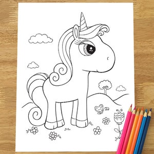 Cute Unicorn Coloring Page! Downloadable PDF file!