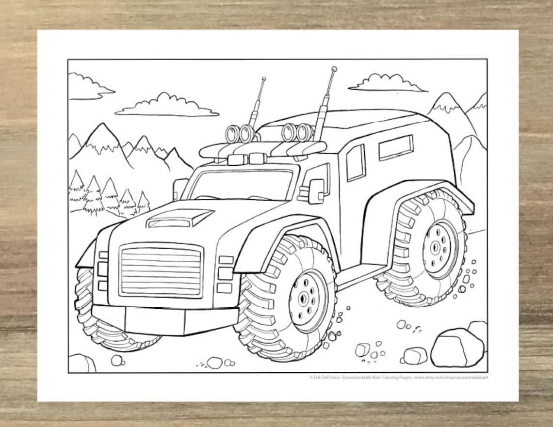 Off-road Rescue Truck Coloring Page! Downloadable PDF File! - Etsy