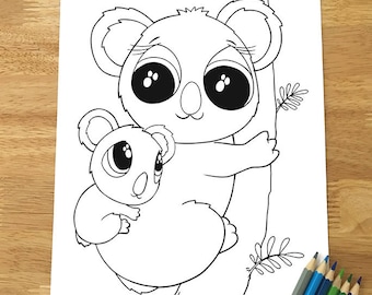 Cute Koala Bear Coloring Page! Downloadable PDF file!