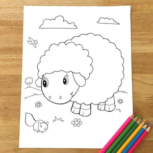 Cute Sheep Coloring Page! Downloadable PDF file!