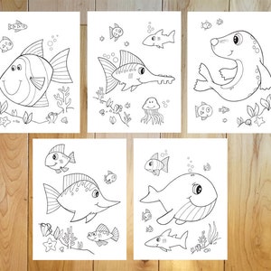 Cute ocean friends Coloring Page Set! Downloadable PDF files!