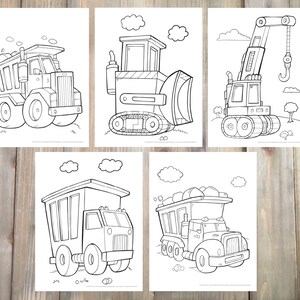 Cute Construction Vehicles Coloring Page Set! Downloadable PDF files!