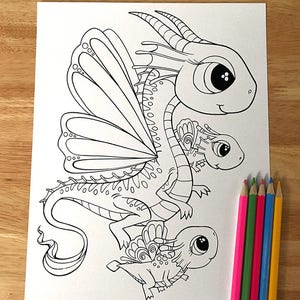 Mother Butterfly Dragon and her Babies! Downloadable PDF file!