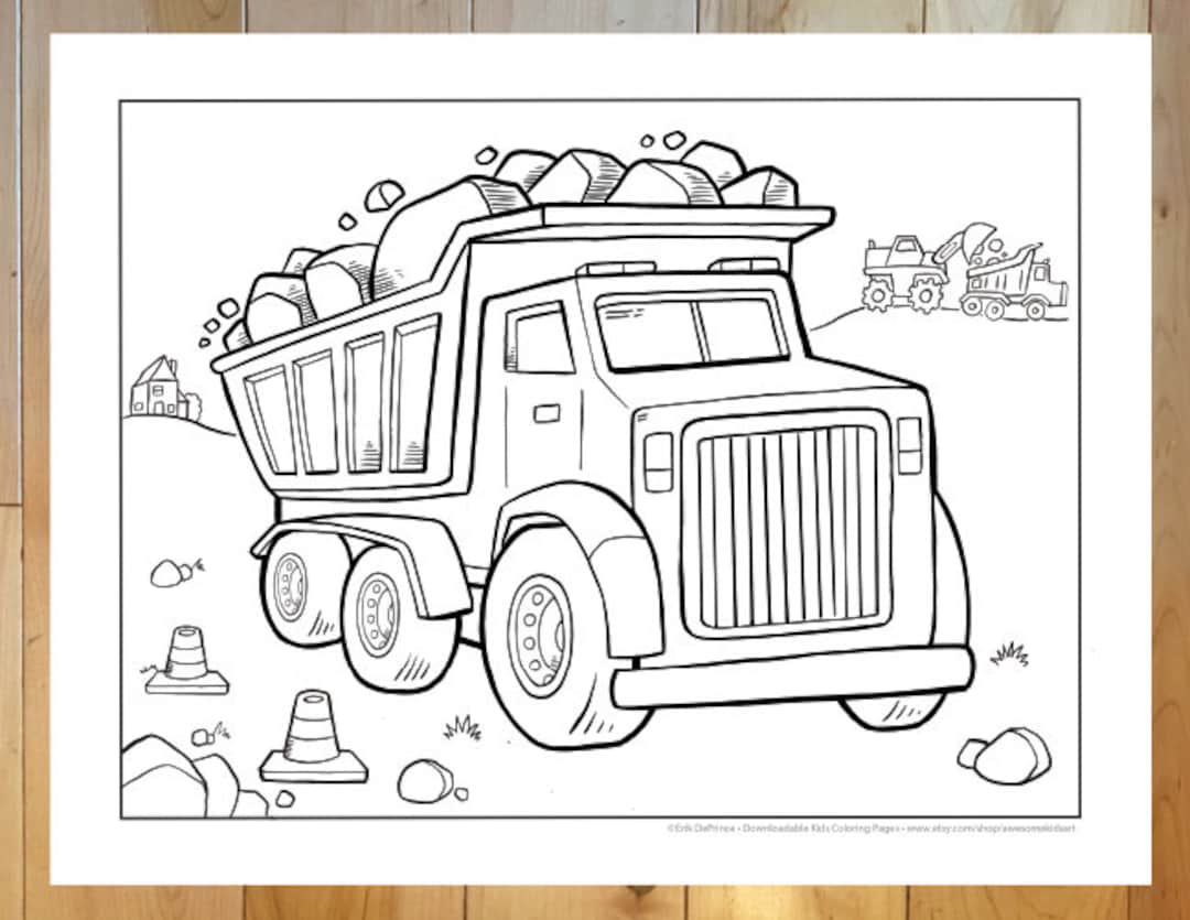 Big Construction Dump Truck Coloring Page Downloadable PDF File - Etsy