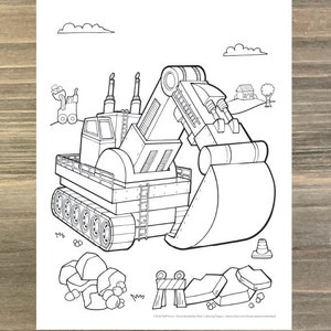 Big Construction Digger Coloring Page! Downloadable PDF file!