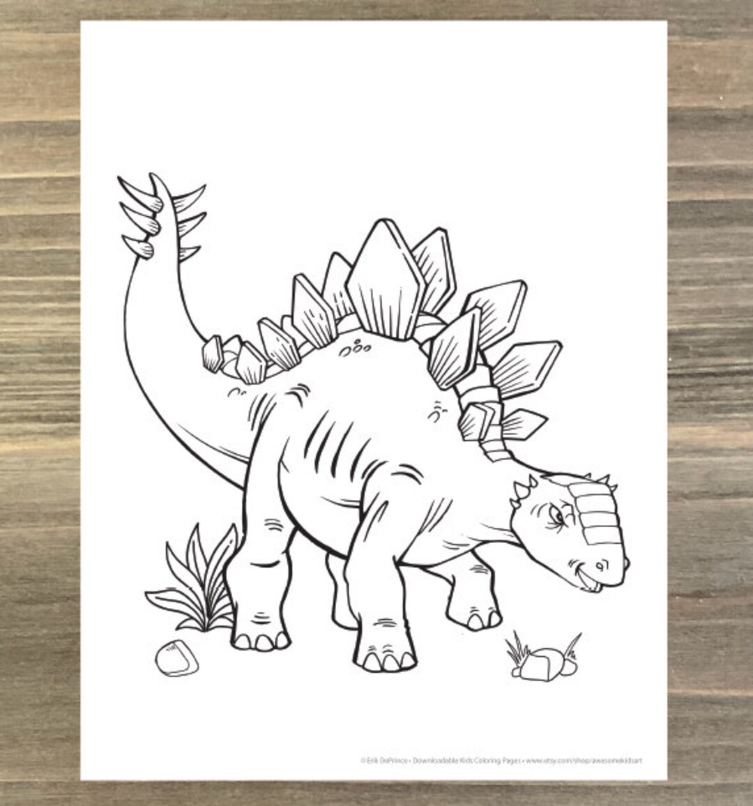Dinosaur Stegosaurus Coloring Page Downloadable PDF File - Etsy