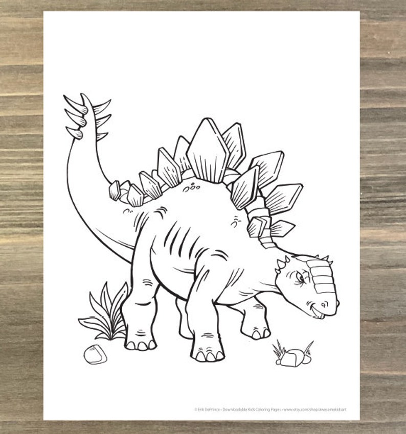 Dinosaur Stegosaurus Coloring Page Downloadable PDF File - Etsy