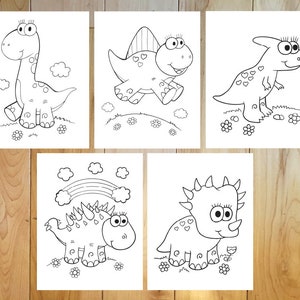 Super Cute Dinosaurs Coloring Page Set! Downloadable PDF file!