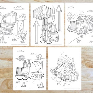 Cute Construction Vehicles Coloring Page Set! Downloadable PDF files!