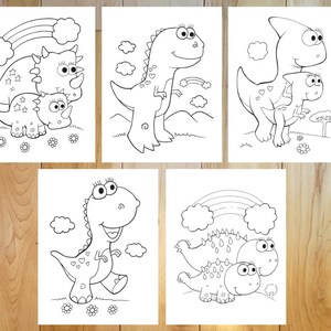 Super Cute Dinosaurs Coloring Page Set! Downloadable PDF file!