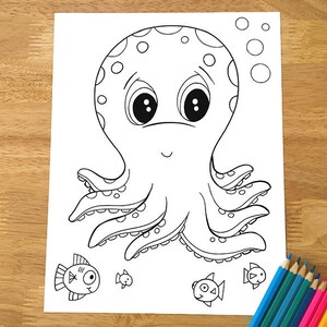 Niedliche Oktopus Malseite! Herunterladbare PDF-Datei!