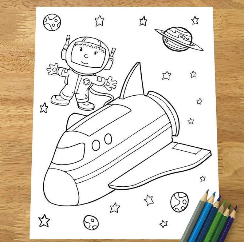 Download Cute Outer Space Coloring Pages Downloadable PDF file | Etsy
