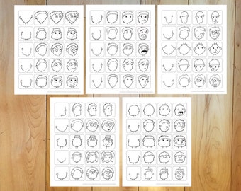 How to Draw Step by Step Faces Page Set! Downloadable PDF files! Set 5