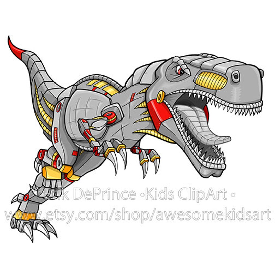Clipart of a Robot Tyrannosaurus Rex Dinosaur Commercial Use Extended ...