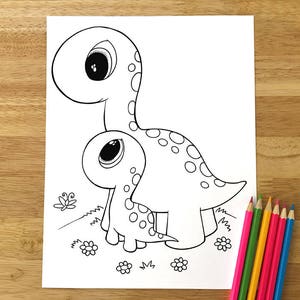 Cute Dinosaurs Coloring Page! Downloadable PDF file!