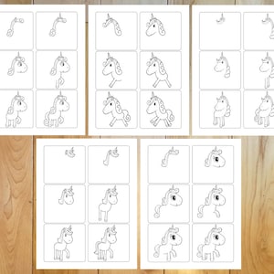 How to Draw Step by Step Cute Unicorns Page Set! Downloadable PDF files!