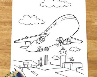 Cute Airplane Coloring Page! Downloadable PDF file!