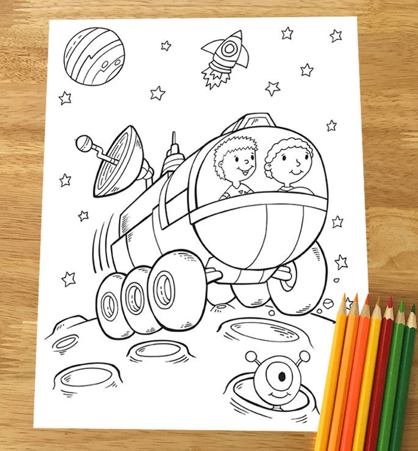 Cute Outer Space Coloring Pages Downloadable PDF File - Etsy New Zealand