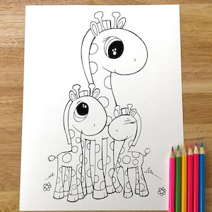Cute Giraffe Coloring Page! Downloadable PDF file!