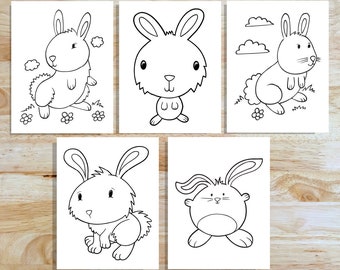 Cute Easter Bunny Rabbit Coloring Page Set! Downloadable PDF files!