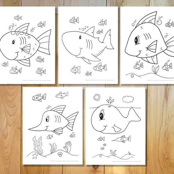 Cute Ocean Friends Coloring Page Set! Downloadable PDF files!