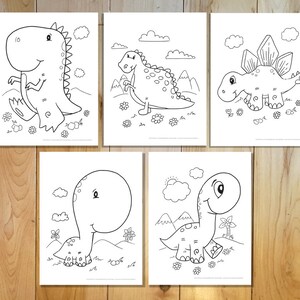 Cute Dinosaurs Coloring Page Set! Downloadable PDF files!