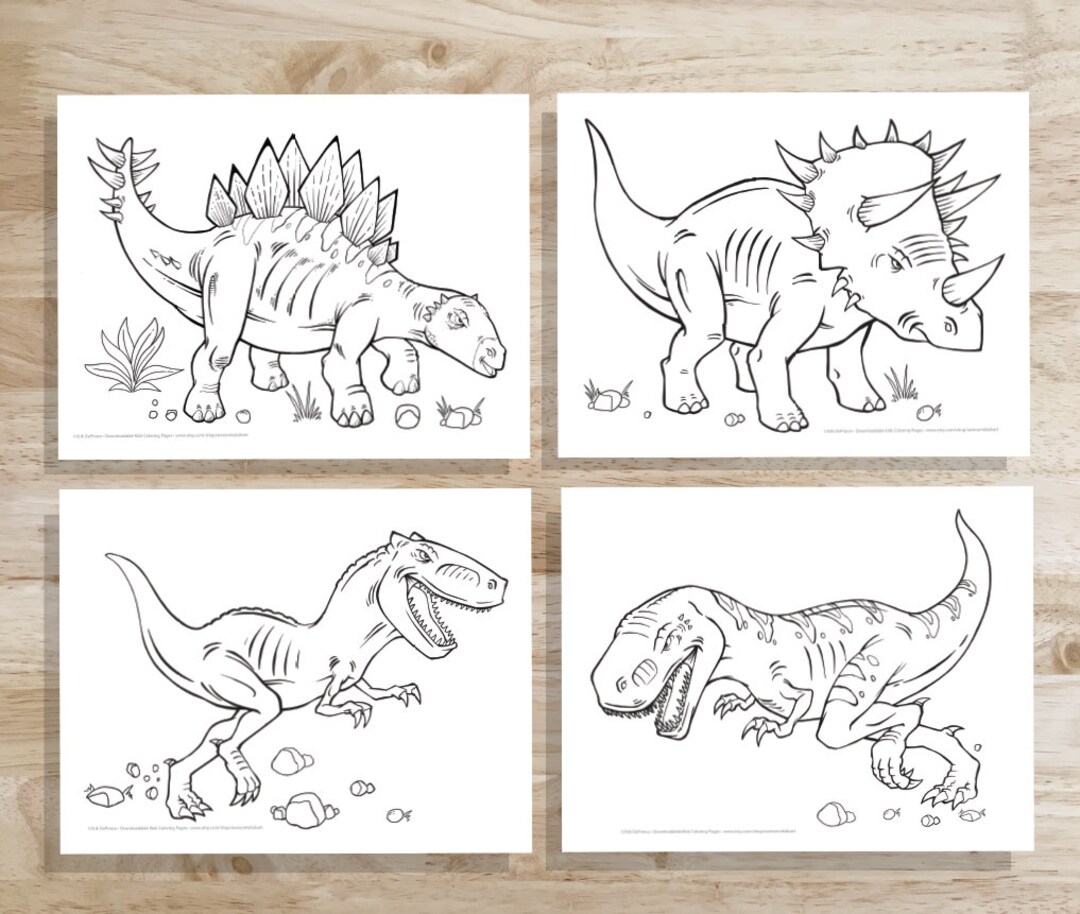 Tough Dinosaurs Coloring Page Set! Downloadable PDF File! - Etsy