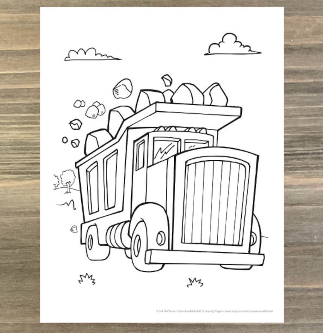 Big Construction Dump Truck Coloring Page Downloadable PDF File - Etsy