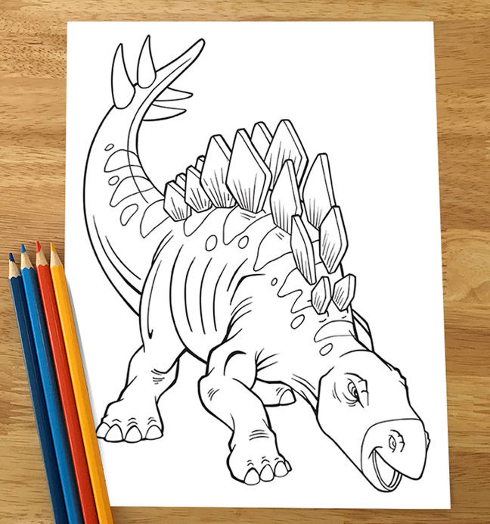 Tough Dinosaurs Coloring Page Set Downloadable PDF file Etsy