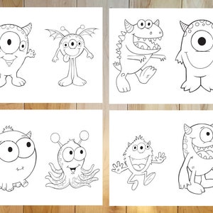 Cute Monster Coloring Page Set! Downloadable PDF files!
