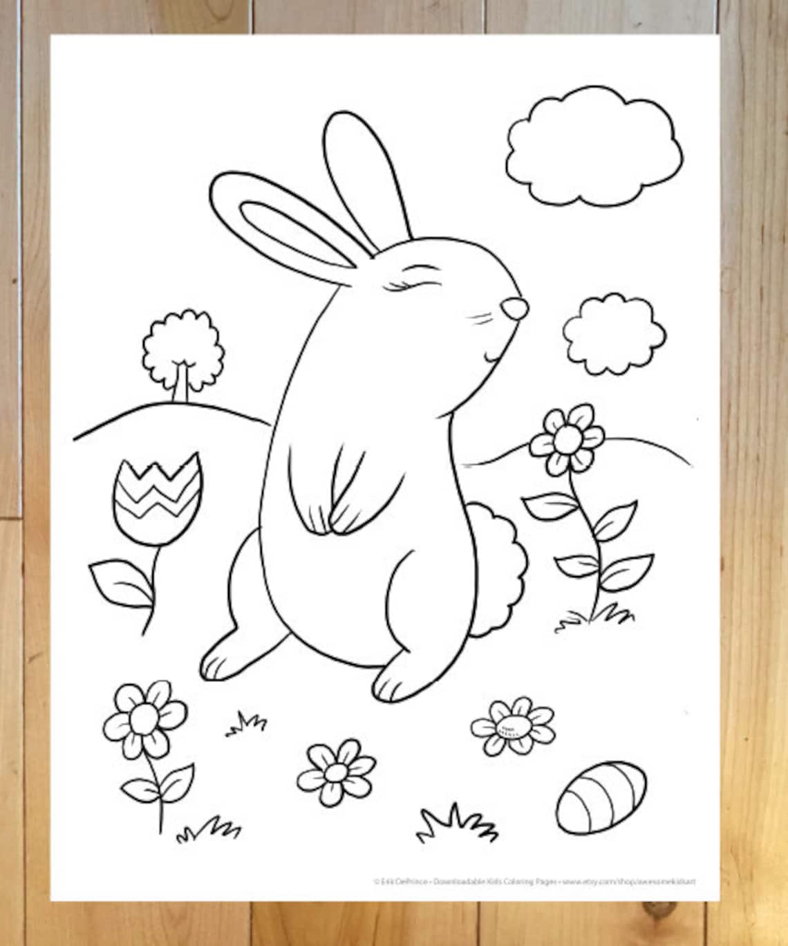 Cute Bunny Rabbit Coloring Page! Downloadable PDF File! - Etsy