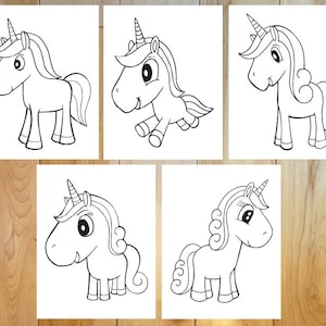 Cute Unicorns Coloring Page Set! Downloadable PDF files!