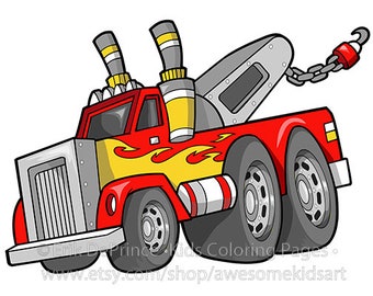 Clipart of a Big Awesome Tow Truck Commercial Use Extended License!!!