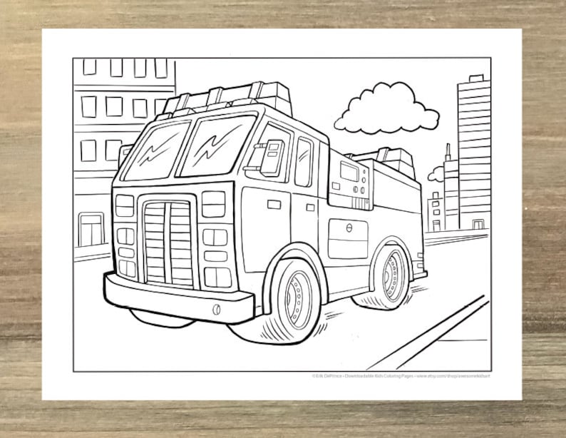 Big Fire Truck Coloring Page! Downloadable PDF File! - Etsy Australia
